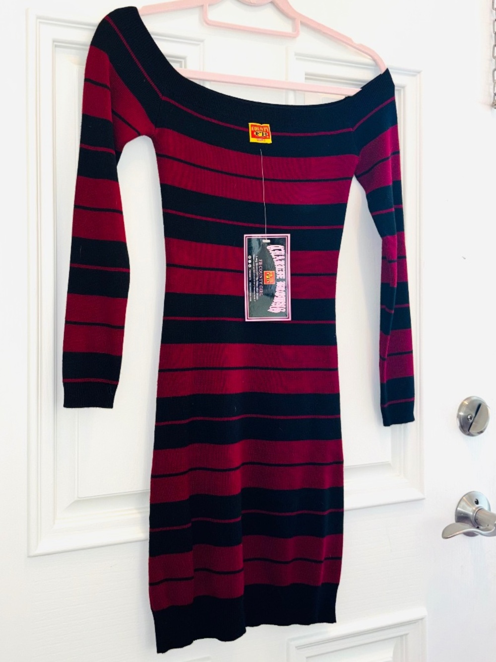 NWT Charlie Browns FB County Girls Old School Red Burgundy Black Mini Dress XS